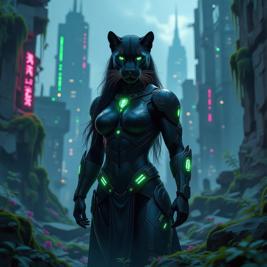 Panther Centaur in Cyberpunk Ruins