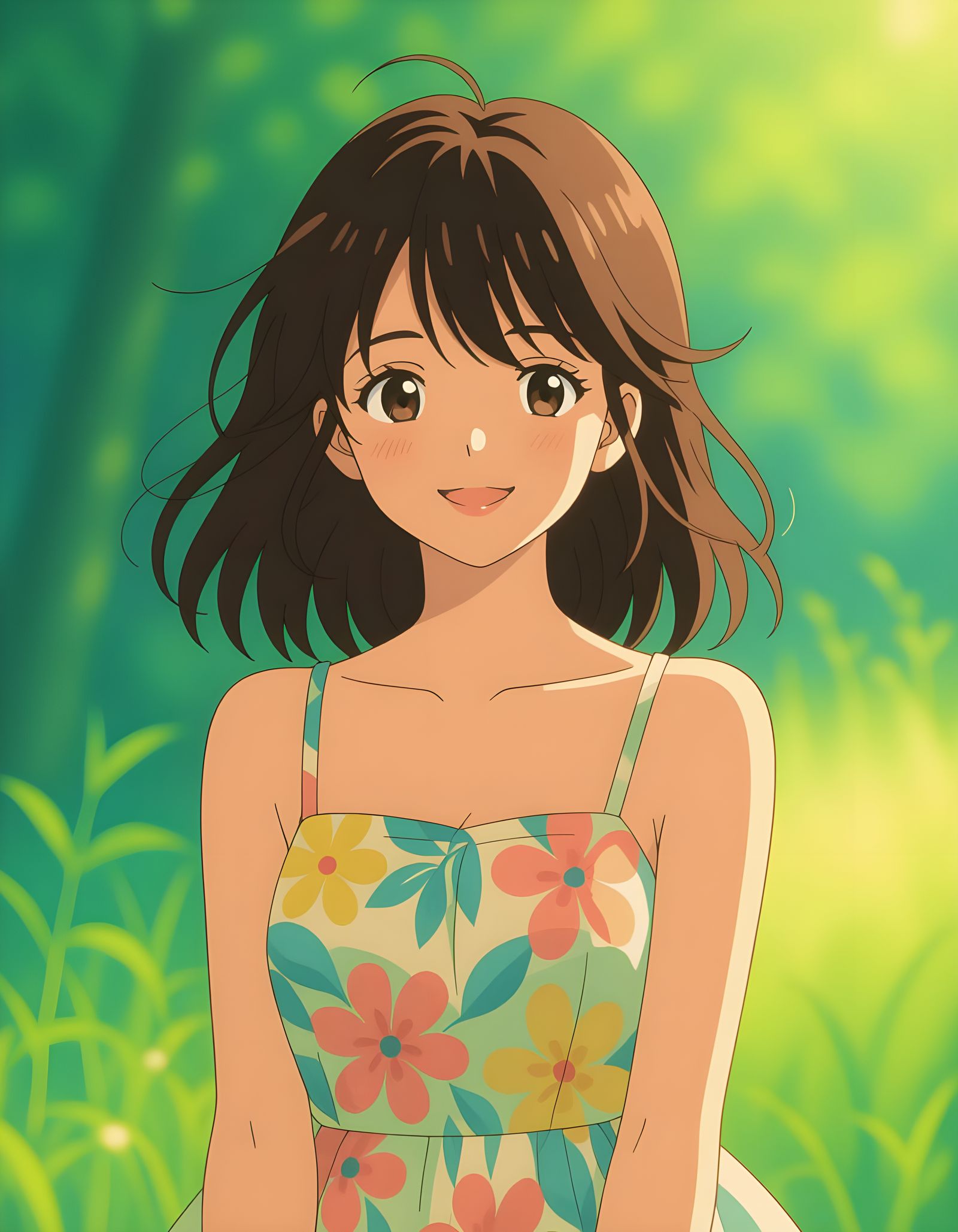 Smiling Anime Girl in Vibrant Anime Style