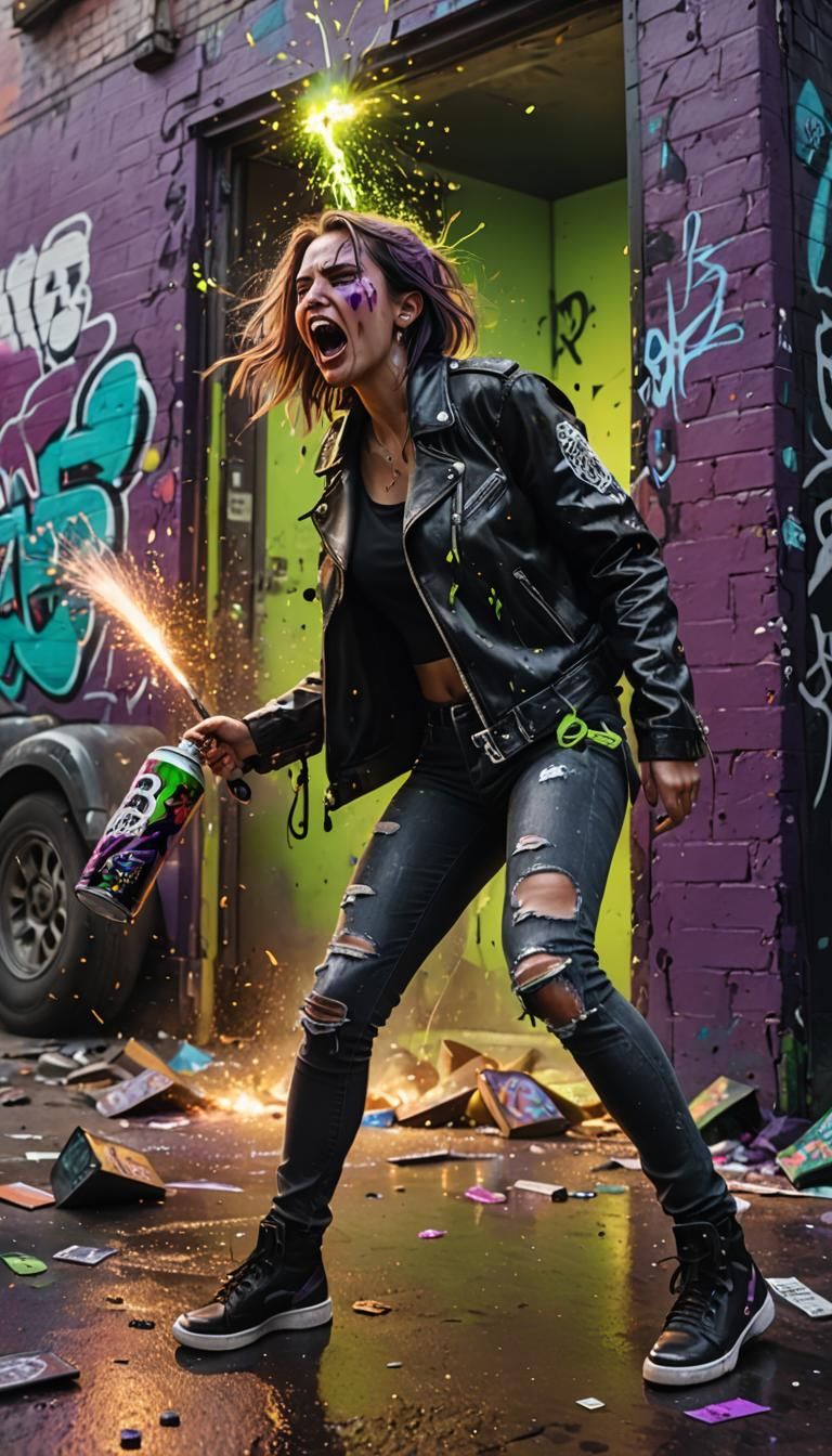 Girl Sprayed with Mace: Hyper-Realistic Fantasy Art