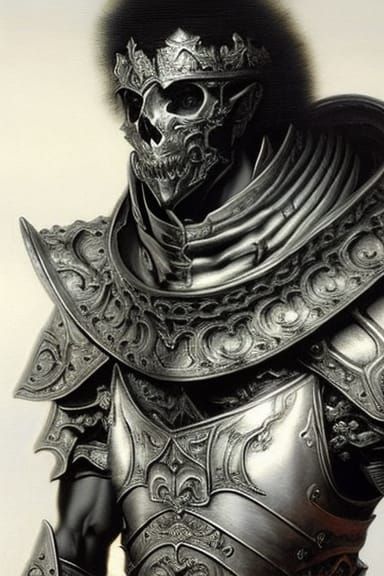 Undead Paladin in Silver Armor: Hyperrealistic Portrait