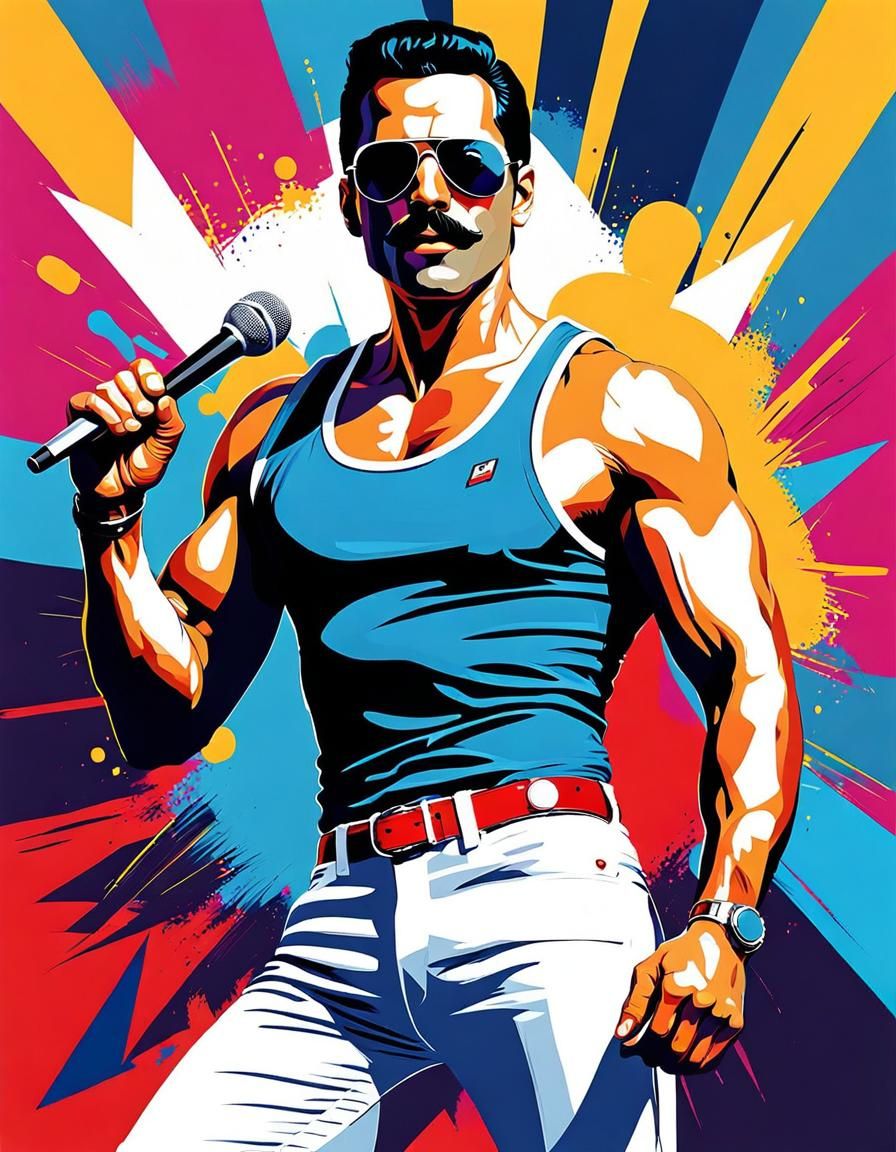 Freddie Mercury in Pop Art Style