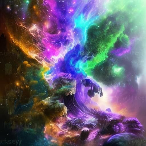 Fairy Cat Rides Unicorn in Whimsical Dream Landscape