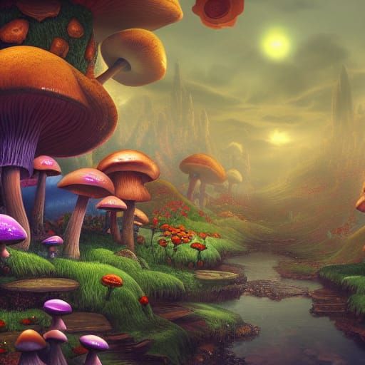 Detailed Mushroom Kingdom Fantasy Concept Art