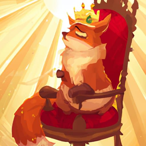 Red Anthro Fox King on Throne