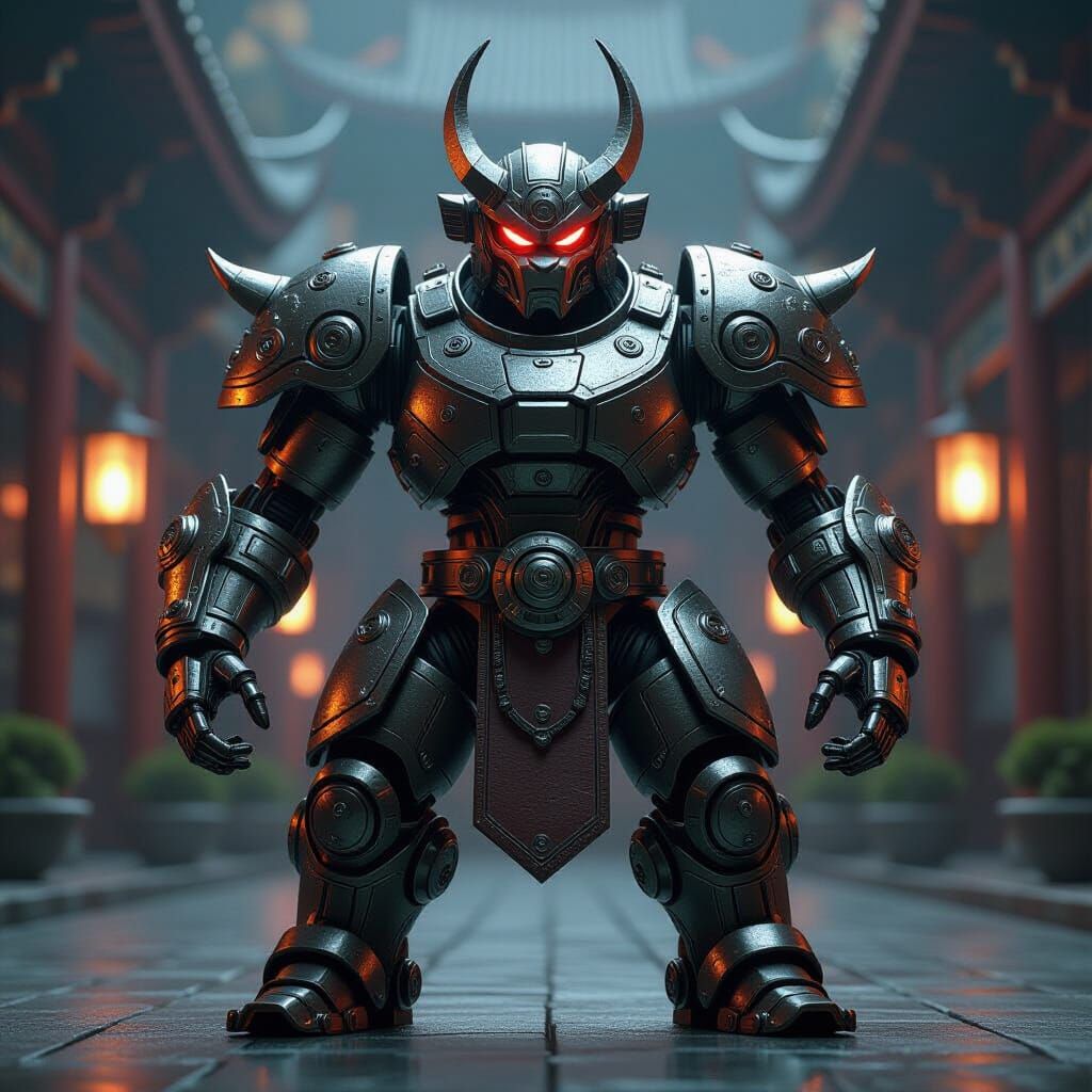 Sci-Fi Sun Wukong Mech in Dramatic Lighting