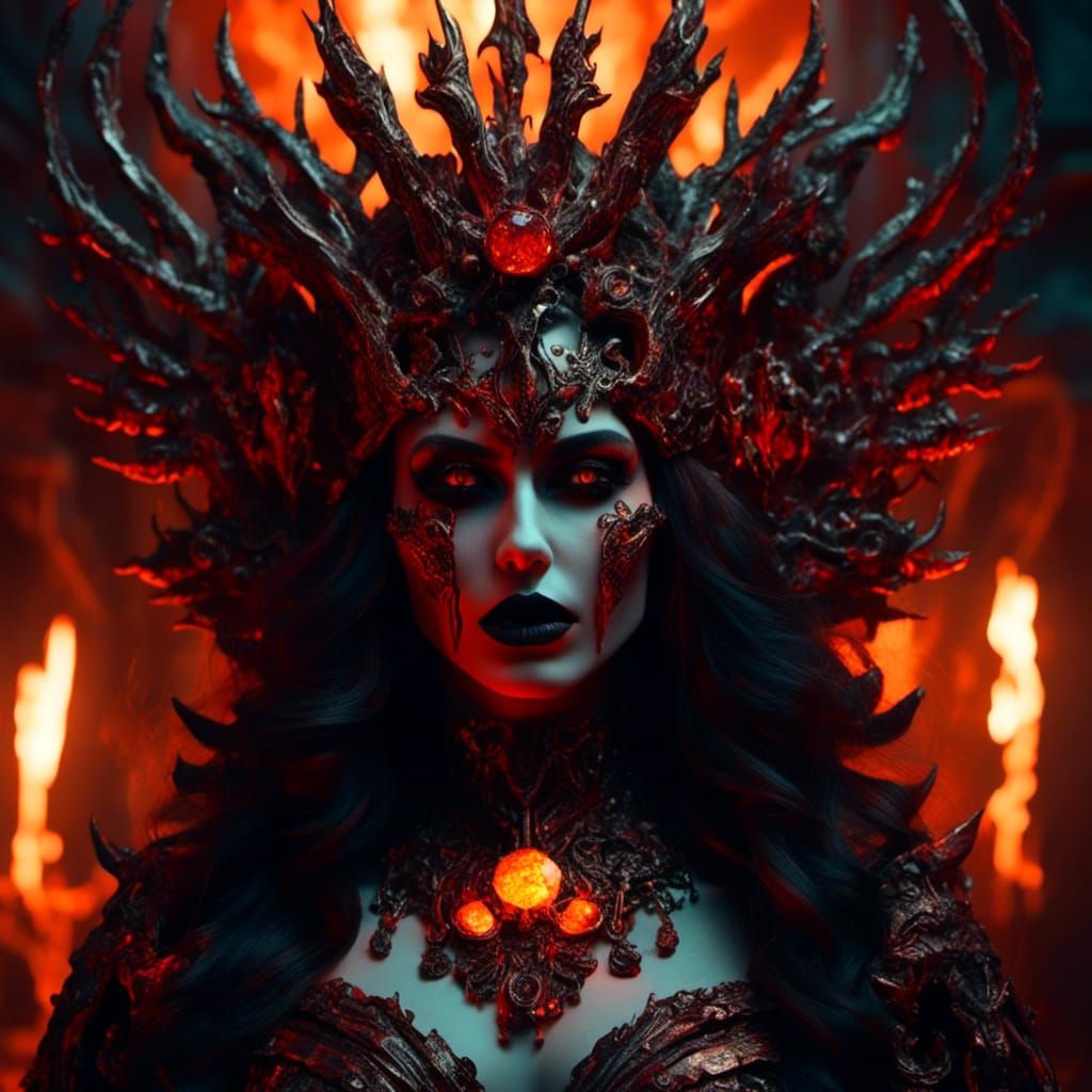 Persephone, Queen of Hades, in Apocalyptic Retro Style