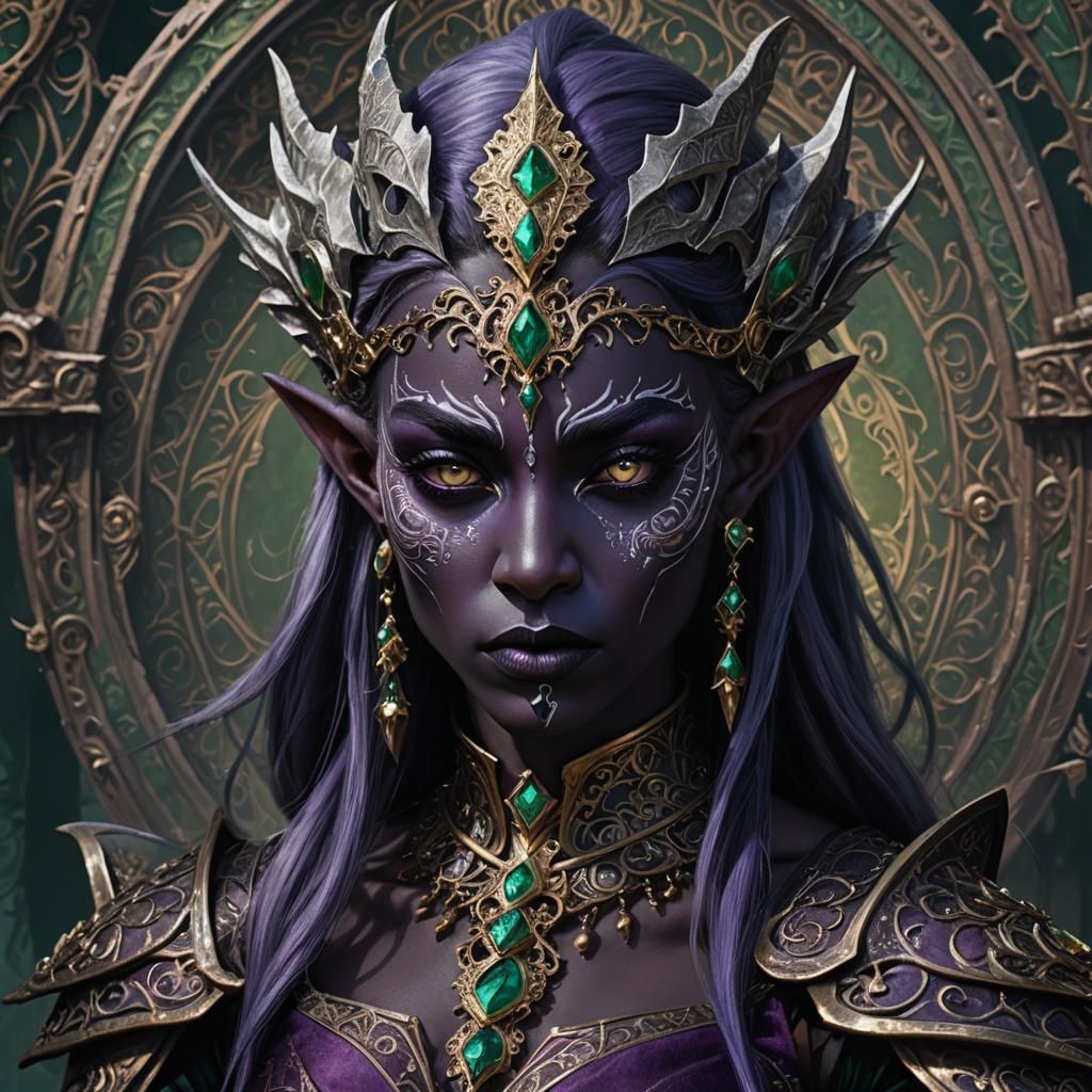 Fantasy Portrait of a Vicious Dark Elf Aristocrat