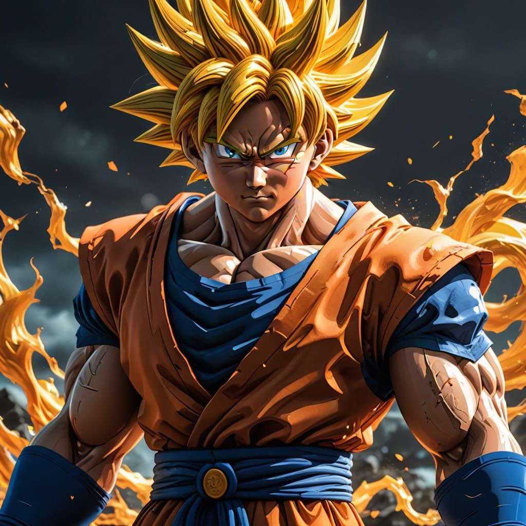 Goku Superhero in Epic HDR 3D Anime Style