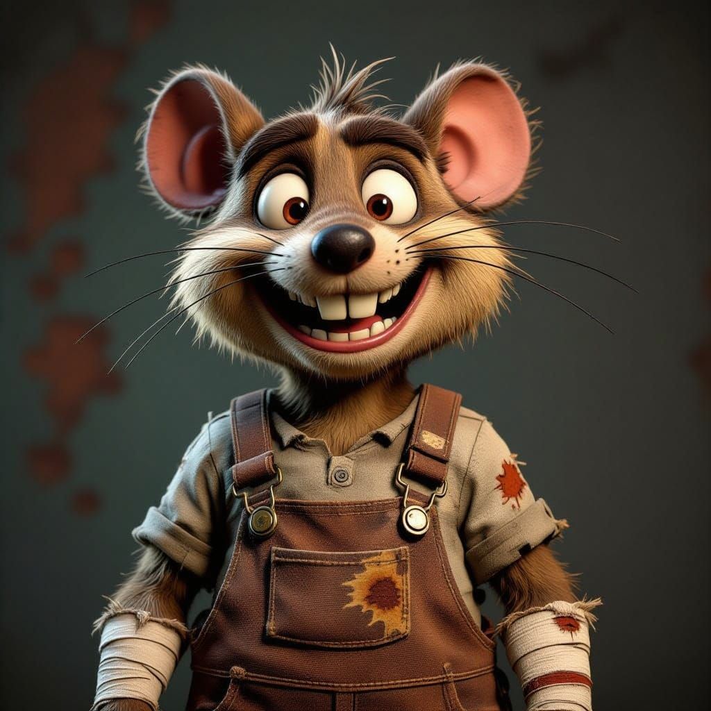 Rusty Cheeks: Dieselpunk Cartoon Rodent Portrait
