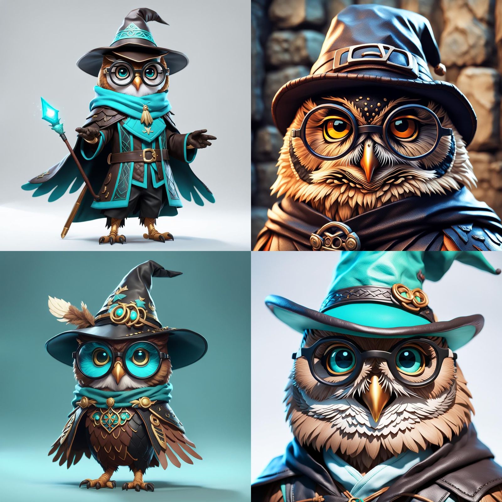 Anime Owl Wizard with Turquoise Eyes