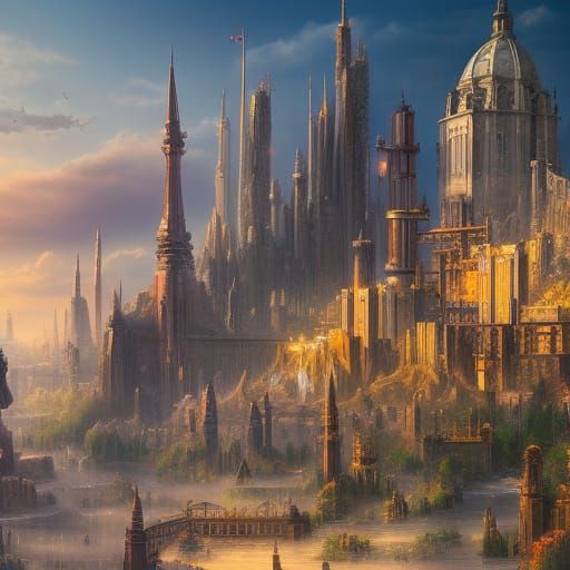 Fantastical Cityscape in Detailed Matte Painting