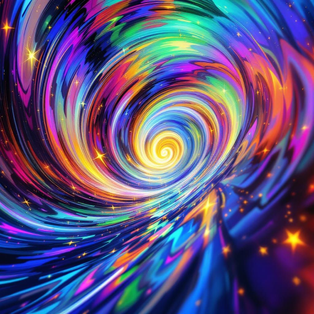 Vortex of Impasto Oil Paint and Plasma Stars