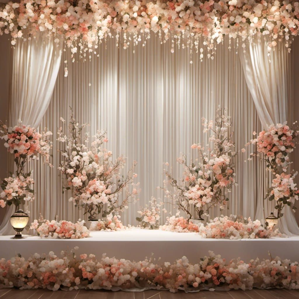 Intricate Korean Curtains with Multicolored Flowers