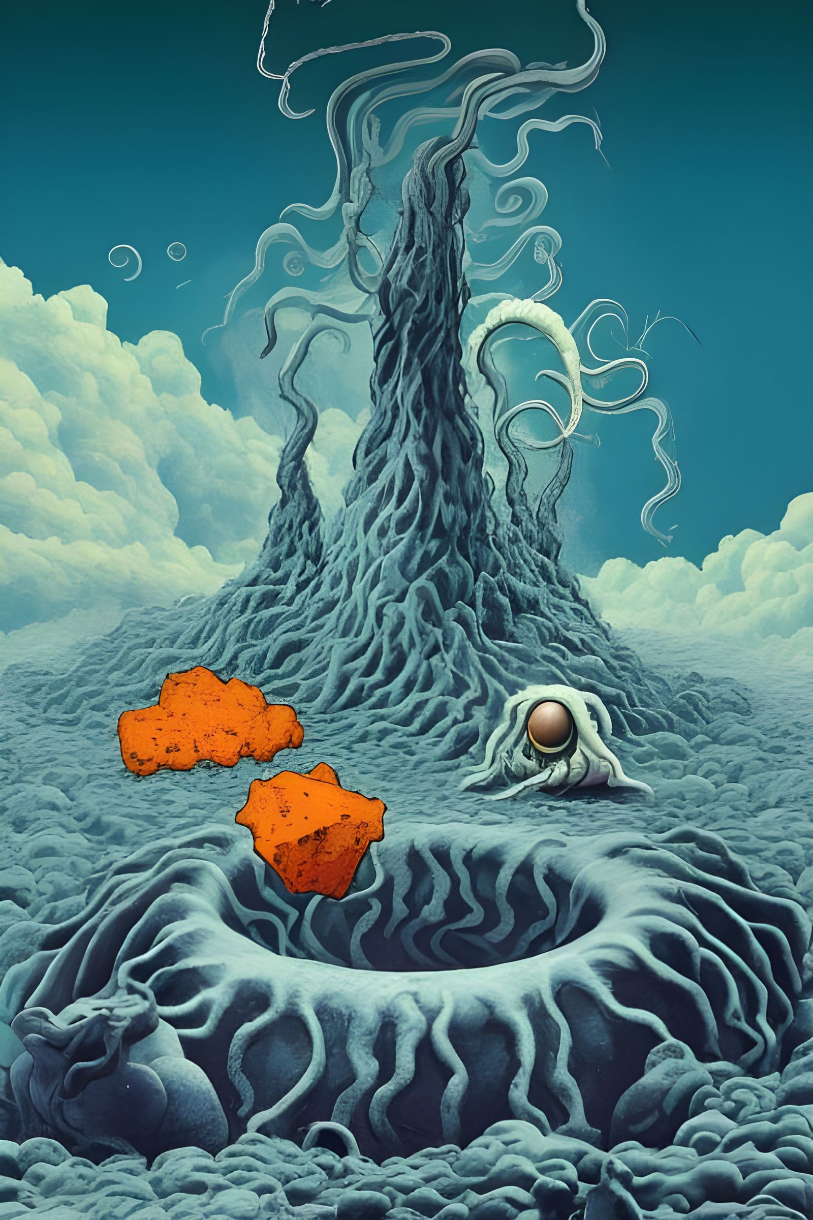 Surreal Temple World with Lava River Goddess