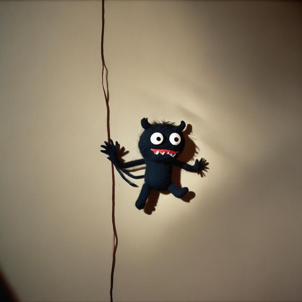 Charming Doll Casts Shadow in Film Noir Style