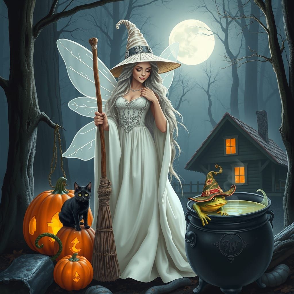 Adorable Ghost Fairy in Haunted Woods