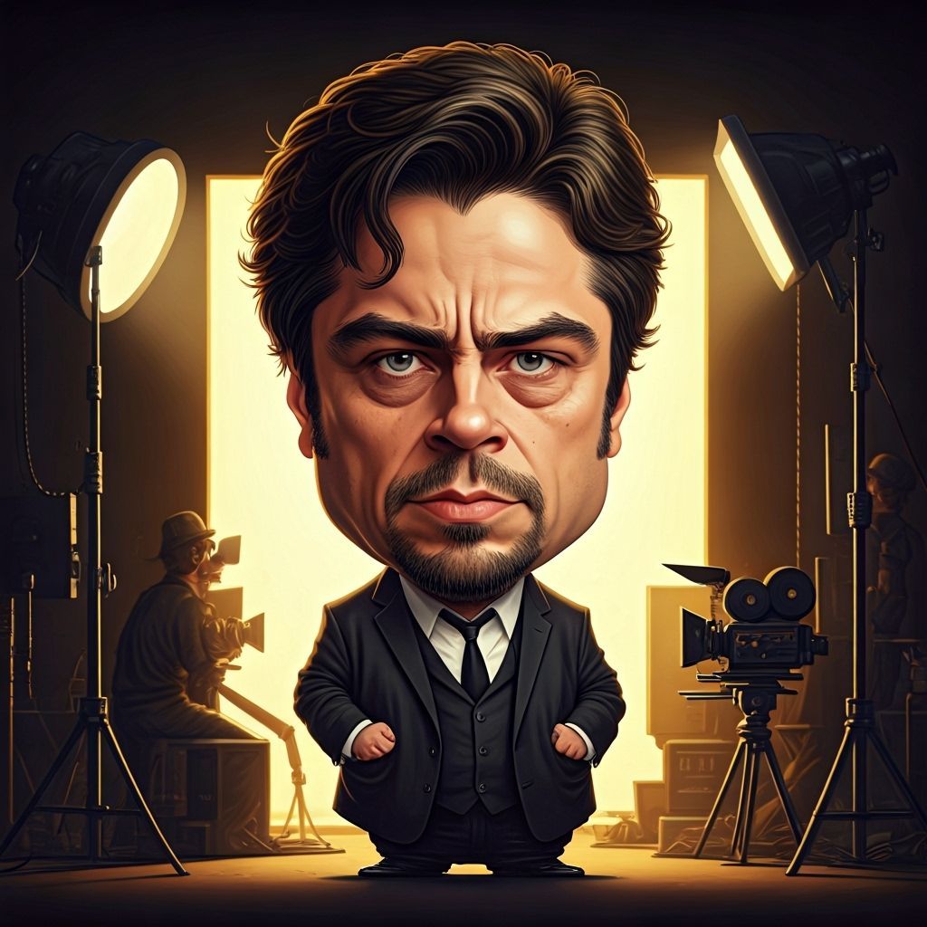 Benicio Del Toro Caricature in Pixar Style