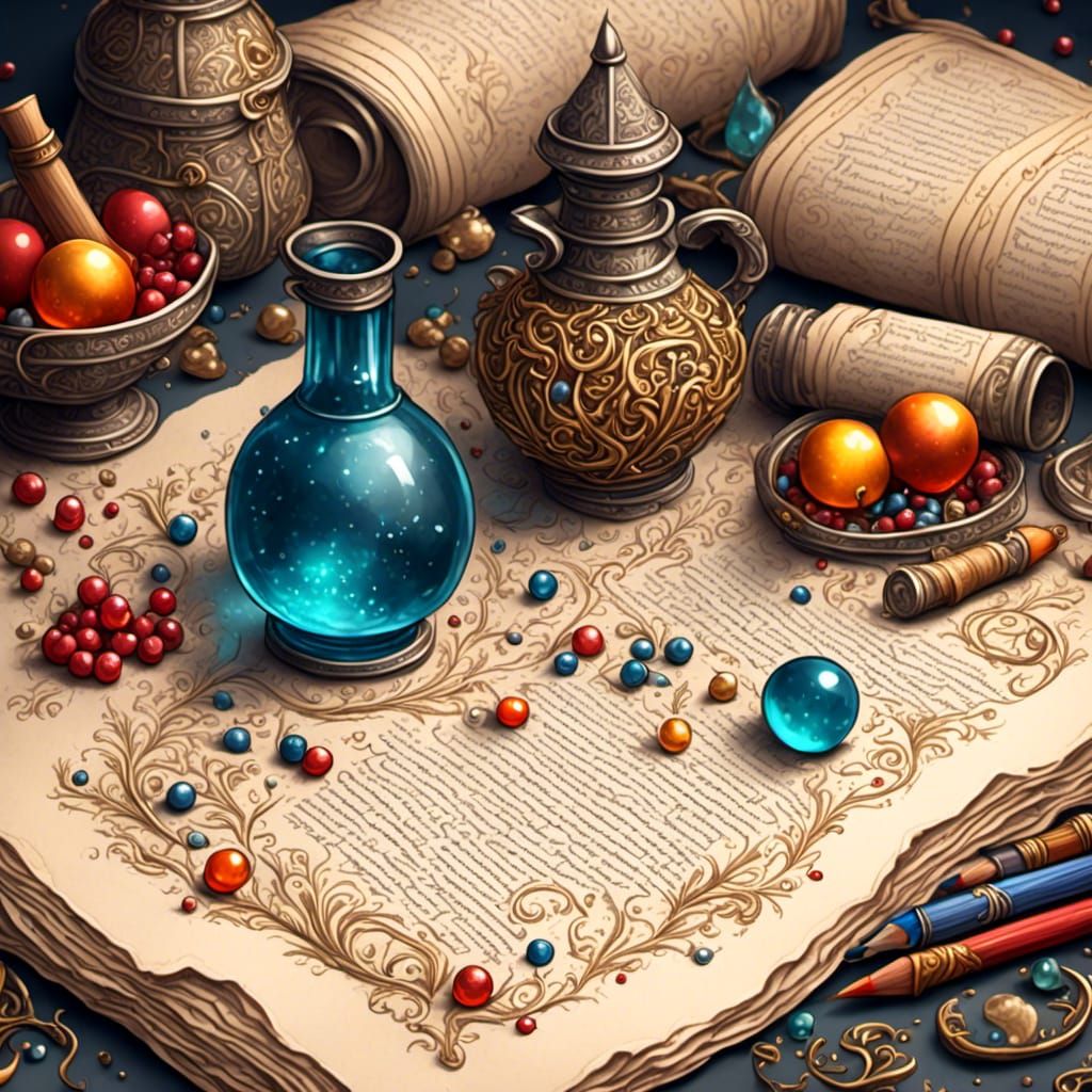 Potion-Making Notes in Colored Pencil Style