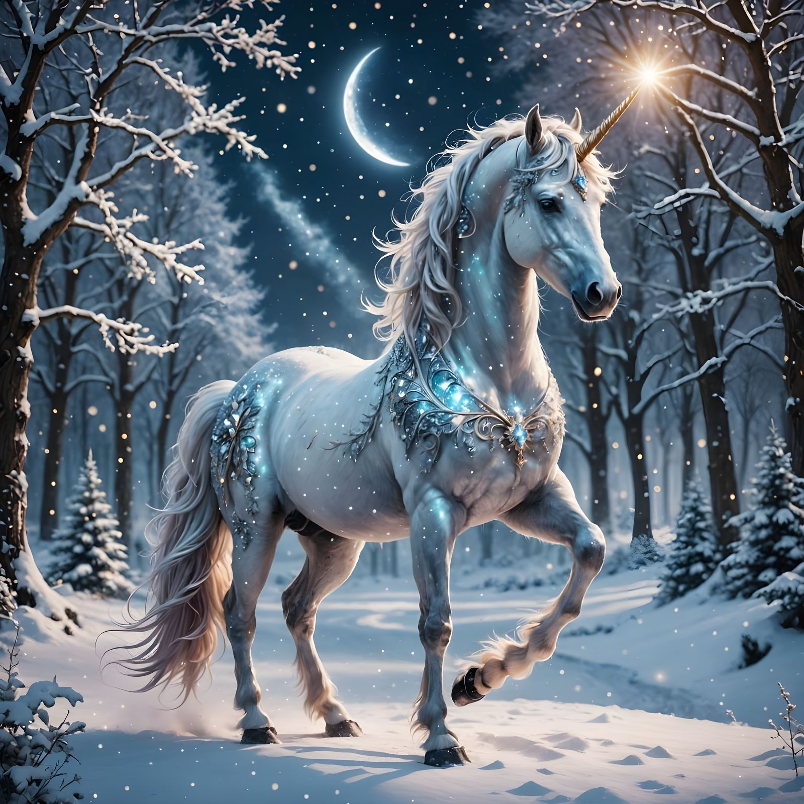 Mystical Unicorn Reigns in Sparkling Winter Wonderland