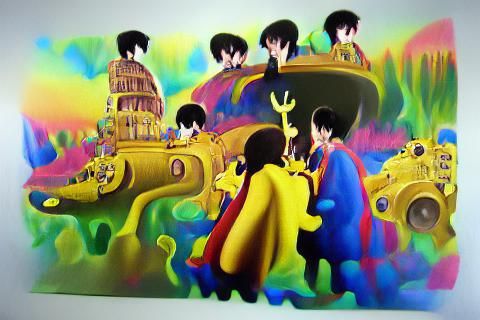 Yellow Submarine Psychedelic Acrylic Art