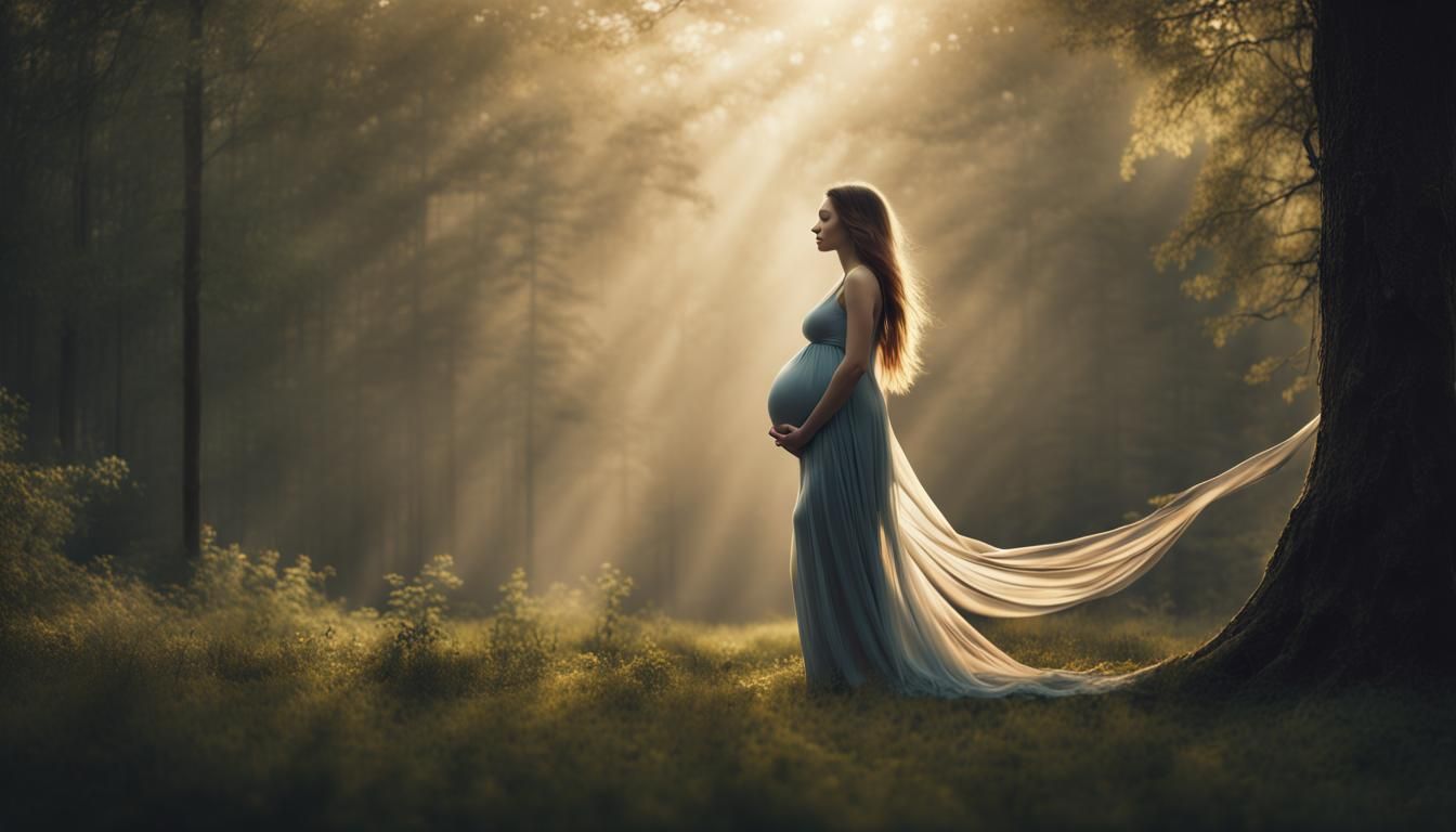 Pregnant Woman in Forest: Digital Matte Painting