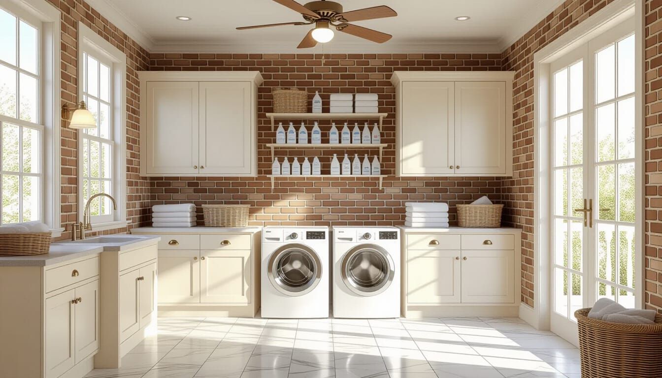 Victorian Laundry Room with Natural Light and Pastel Tones
