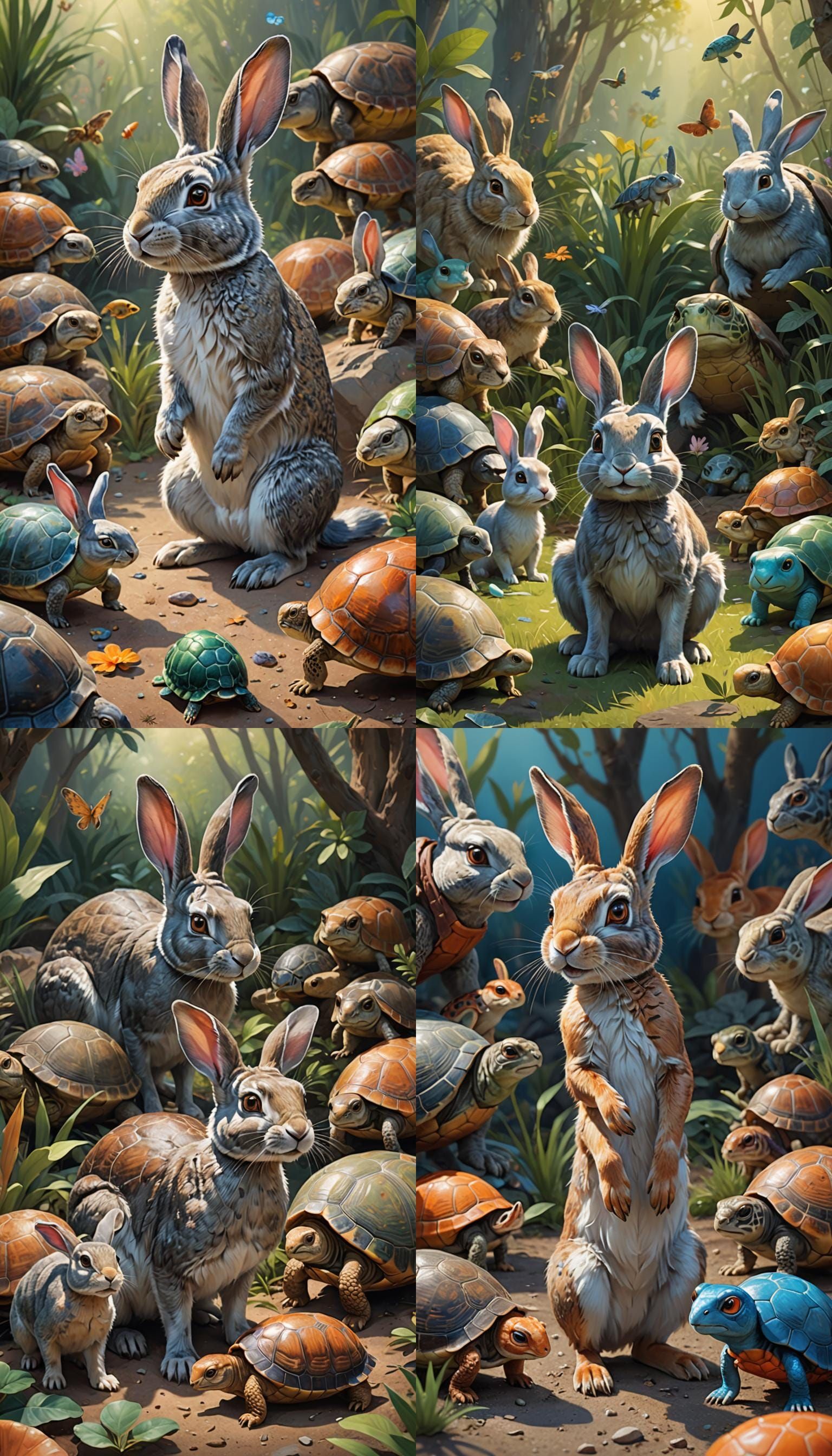 Confident Rabbit Smiles in Hyperrealistic Splash Art