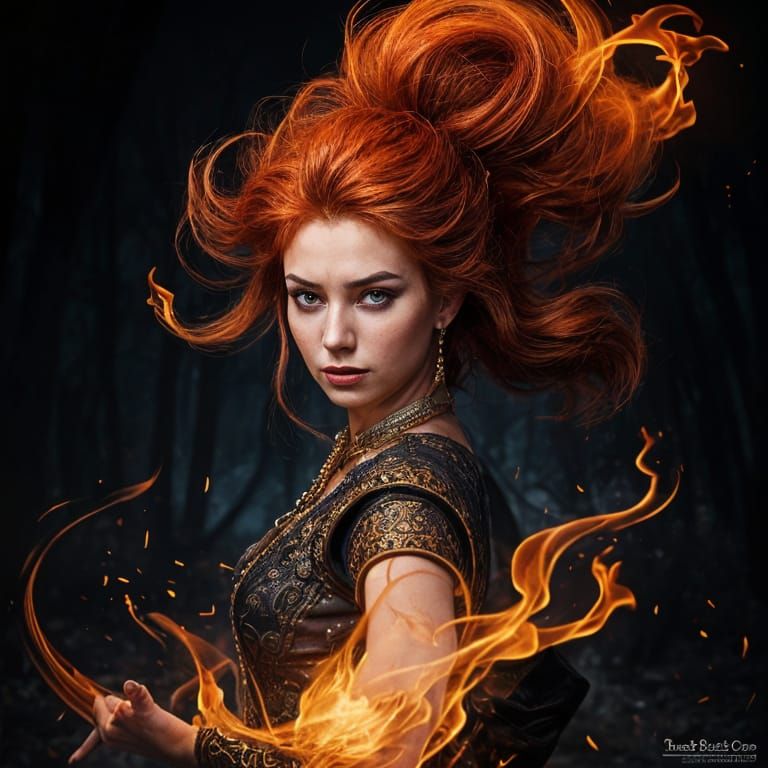 Fiery Haired Woman Portrait
