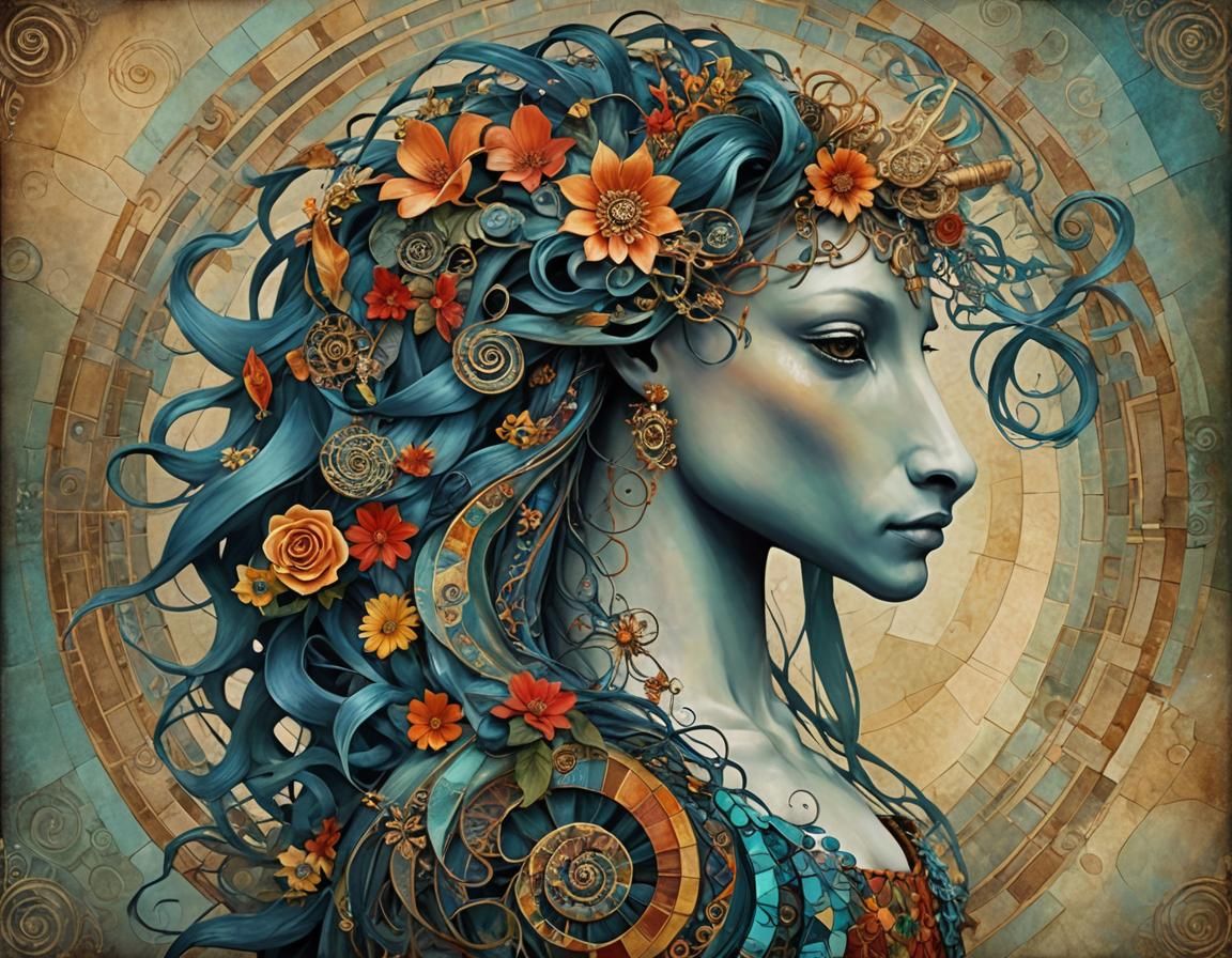 Androgynous Waterhorse in Celtic Style