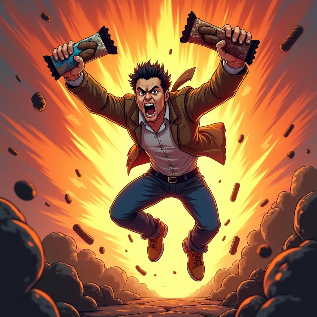 Furious Figure with Protein Bars in Studio Trigger Style