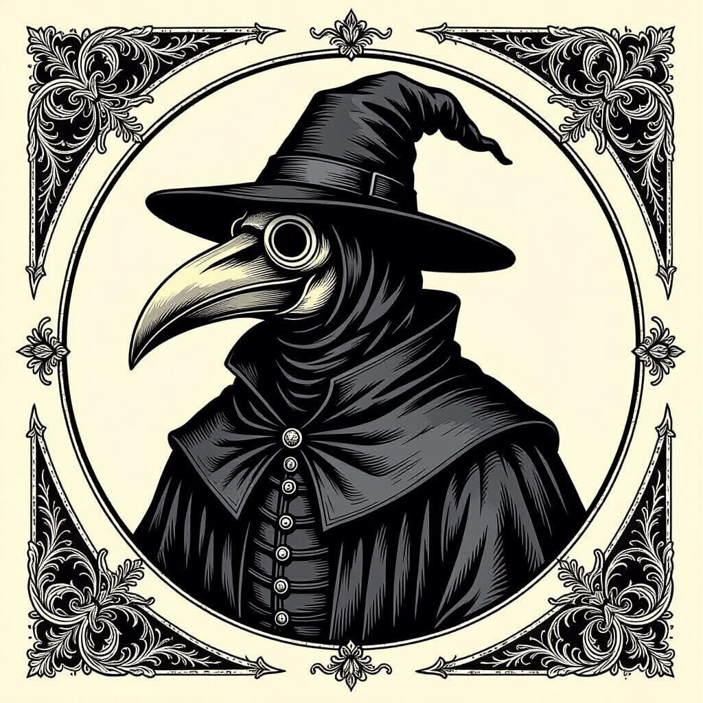Mysterious Plague Doctor in Historical Attire