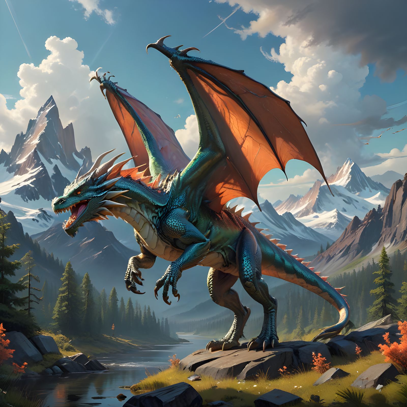 Majestic silver dragon
