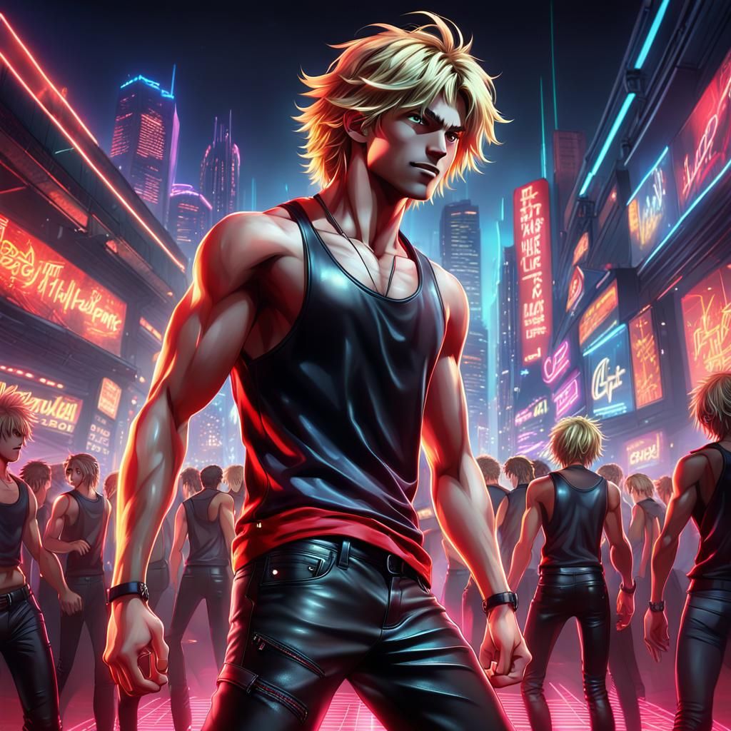 Teenage Boy Dancing in Neon Lit Night Club