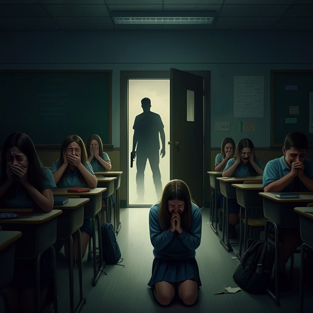 Ominous Classroom Scene in Baroque Style