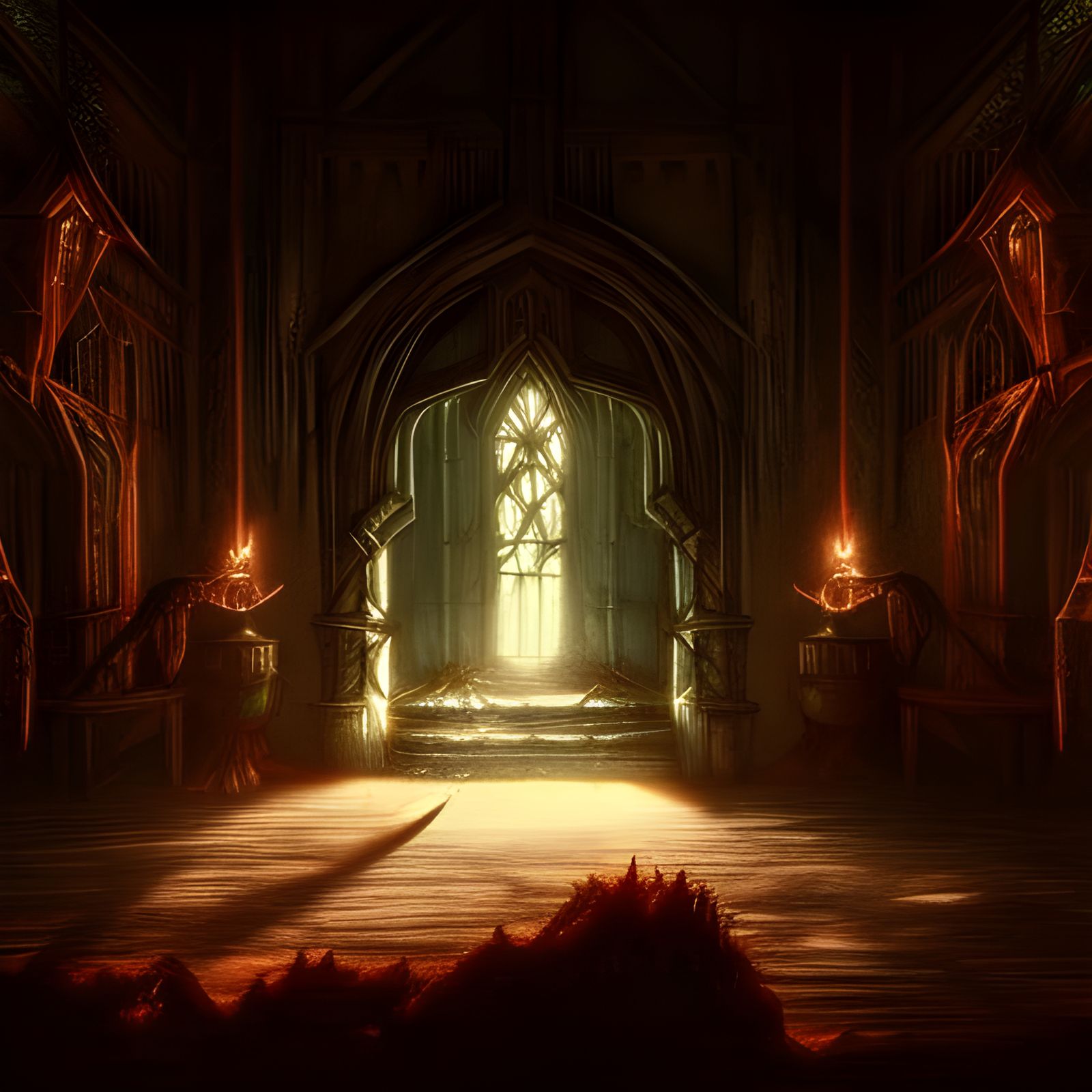 Abandoned Castle Throne Room in Dark Fantasy Style