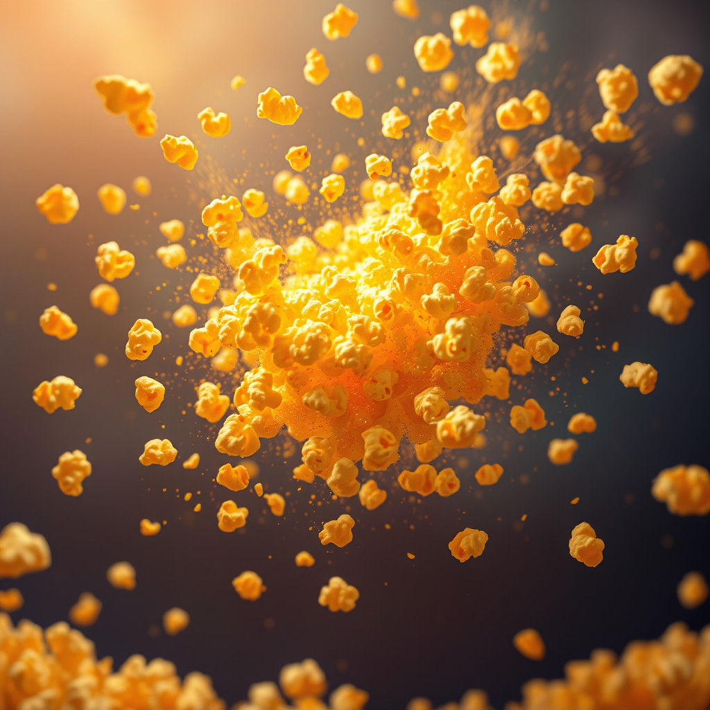 Popcorn Kernel Explosion in Dreamlike Concept Art