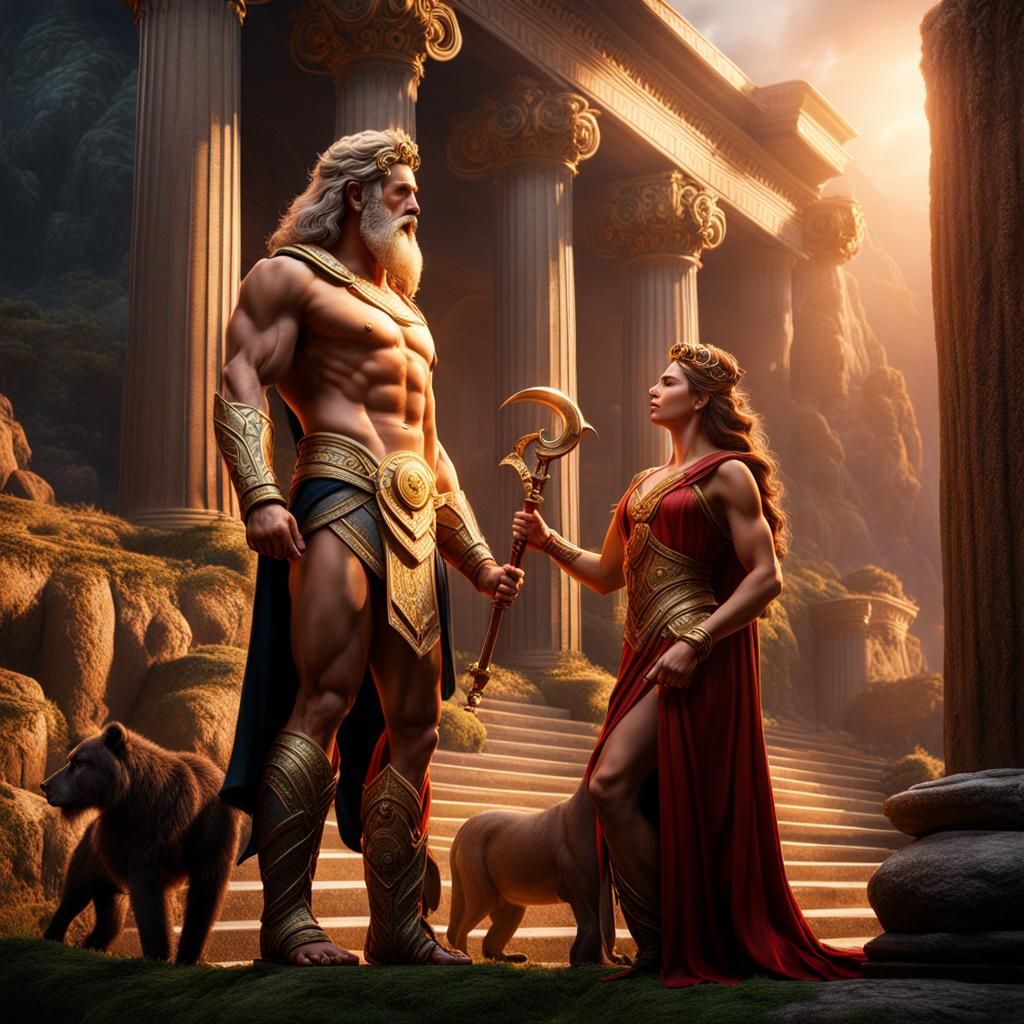 Zeus and Hercules: Detailed Fantasy Concept Art