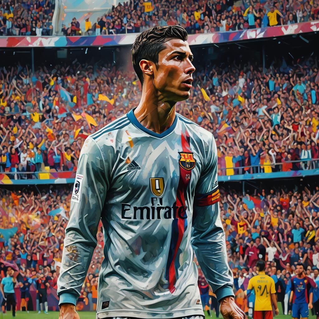 Cristiano Ronaldo Silence at Camp Nou: Hyperrealistic Art
