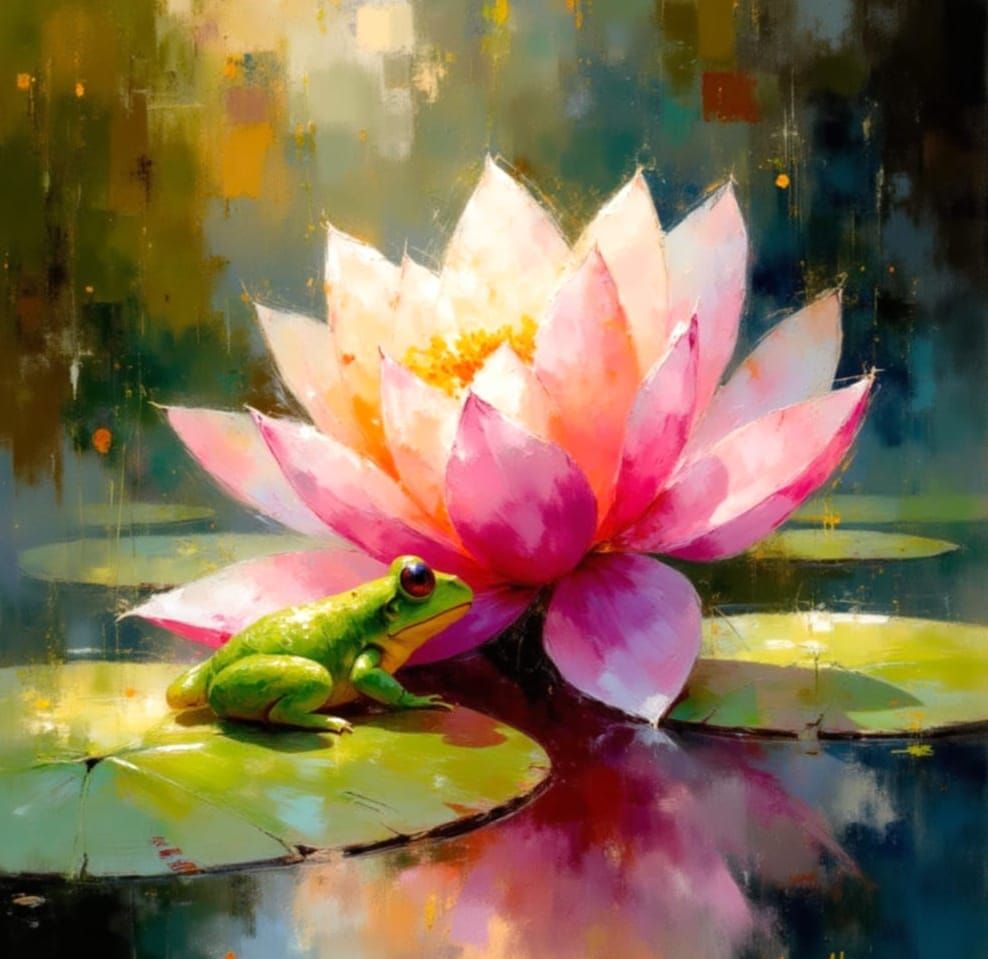 Ethereal Waterlily Scene in Dreamy Watercolour Style