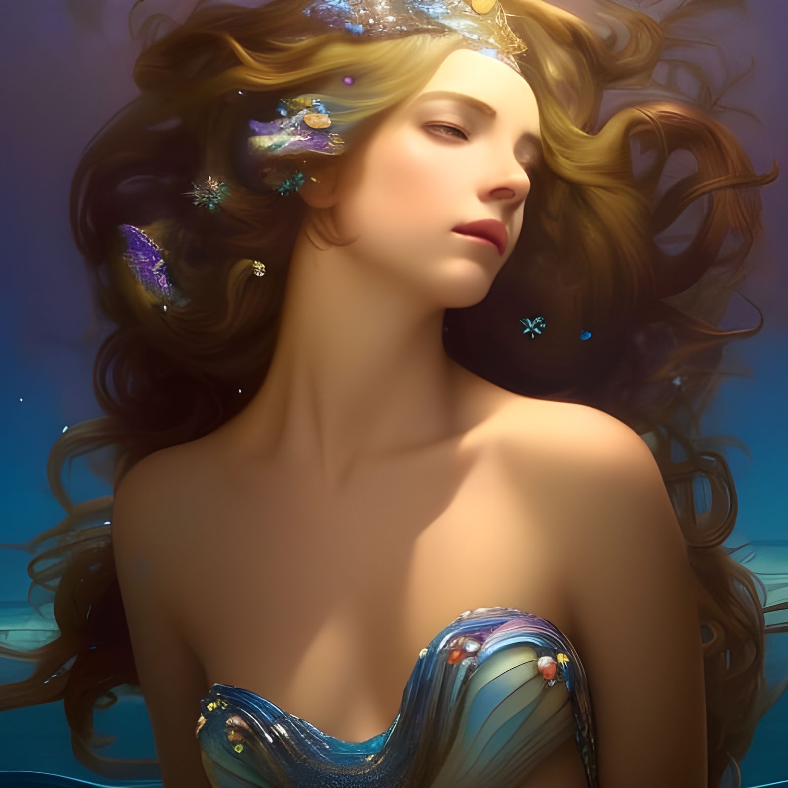 Enchanting Mermaid with Seashells in 8K Resolution