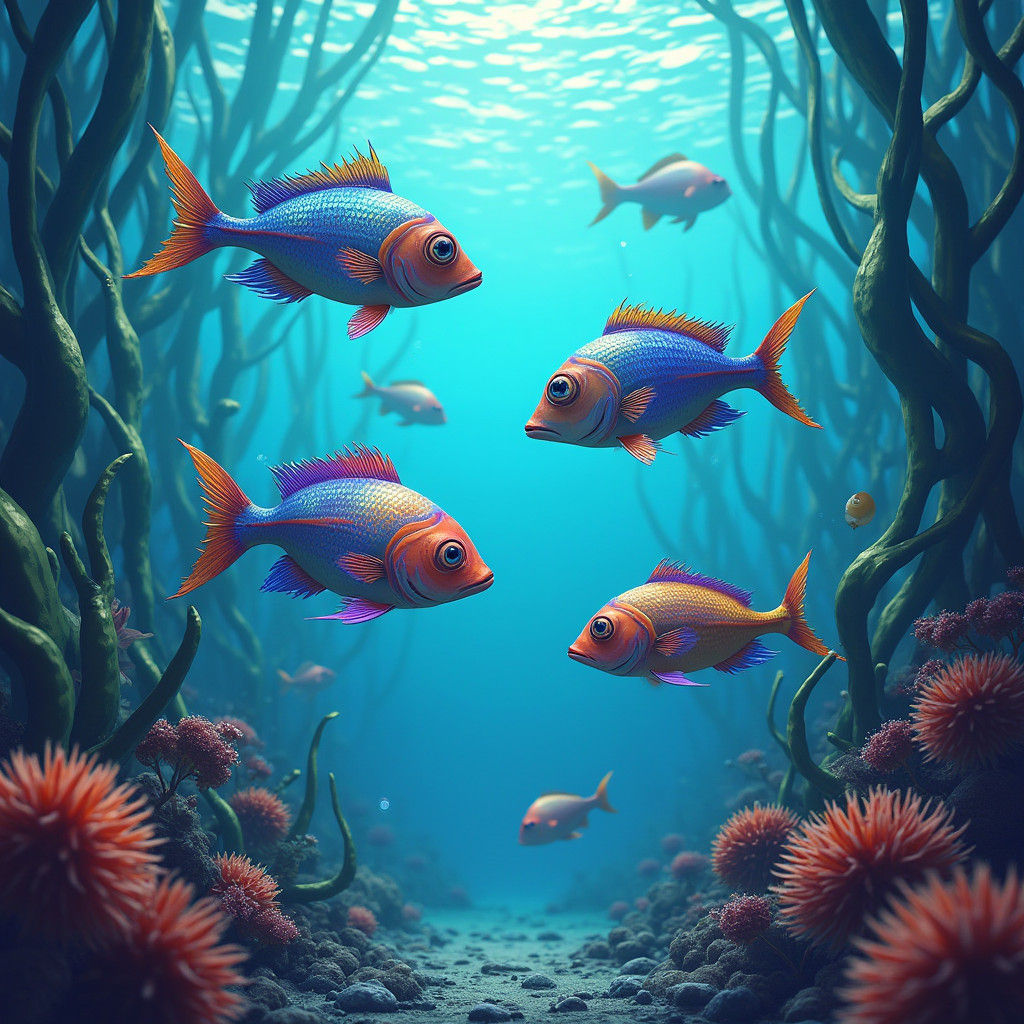 Iridescent Fish Underwater Adventure in Fantasy Style