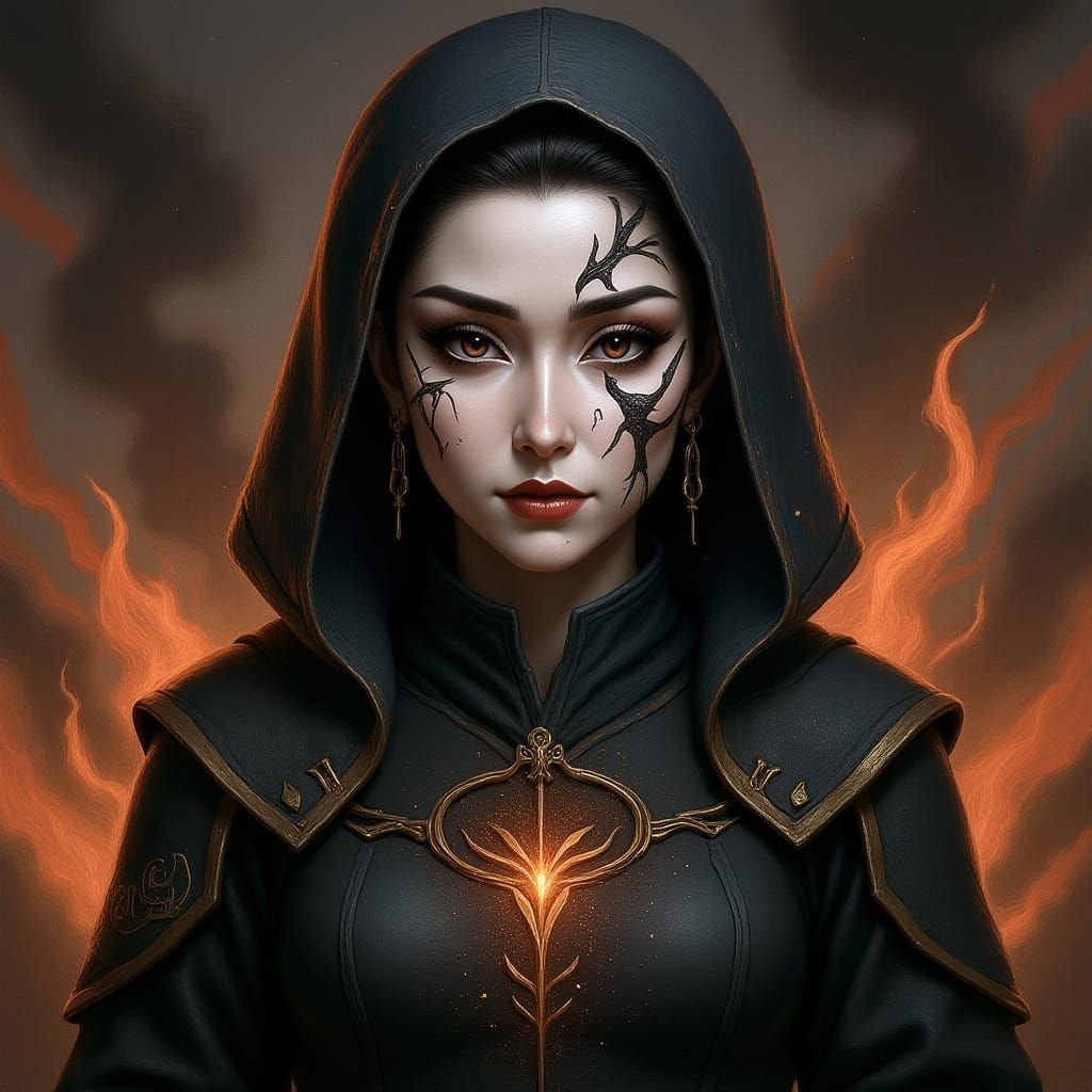 Cyberpunk Geisha with Ethereal Scarf in 3D Anime Style