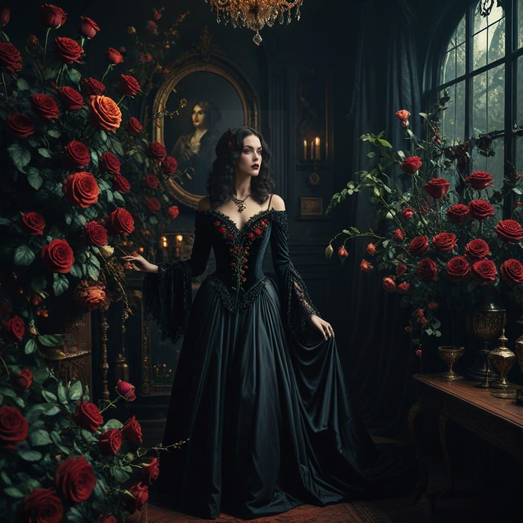 Gothic Black Florals in Grand Millennial Style