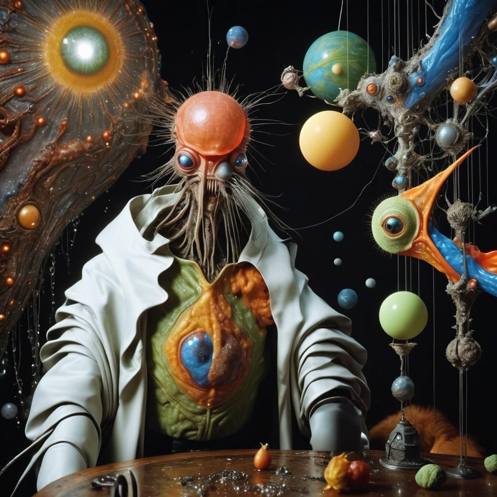 Smiling Aliens at a Party in Hyperrealism Style