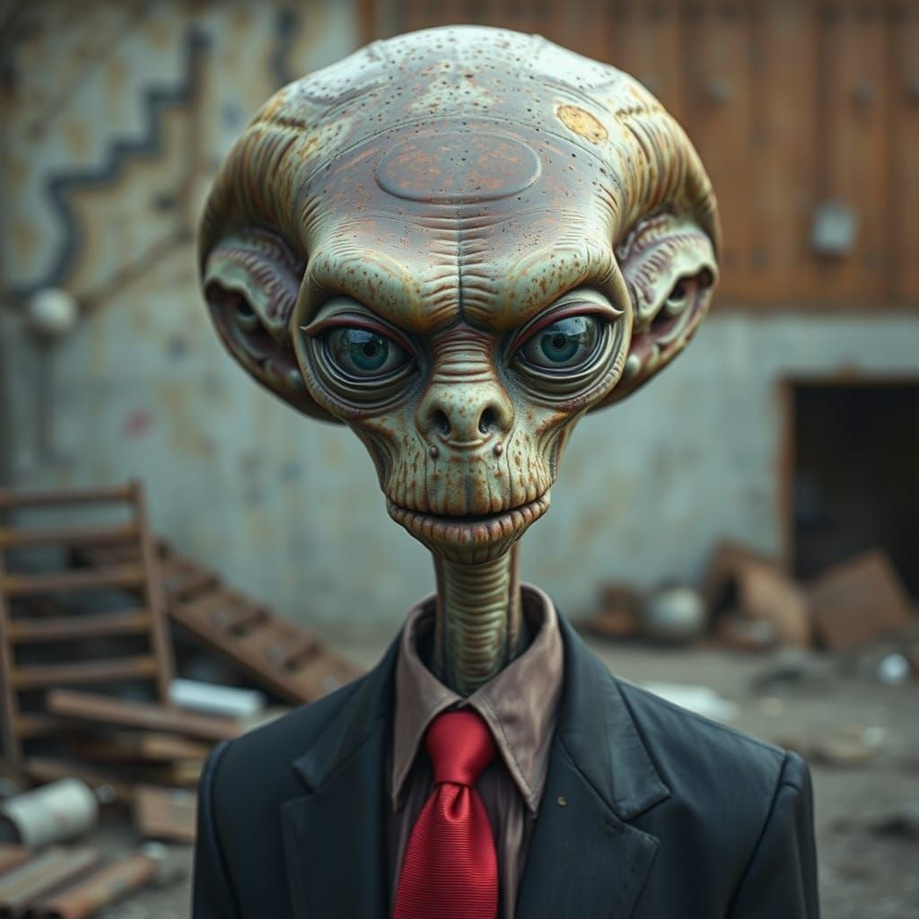 Hyperrealistic Alien Portrait in Burtonesque Scifi Style