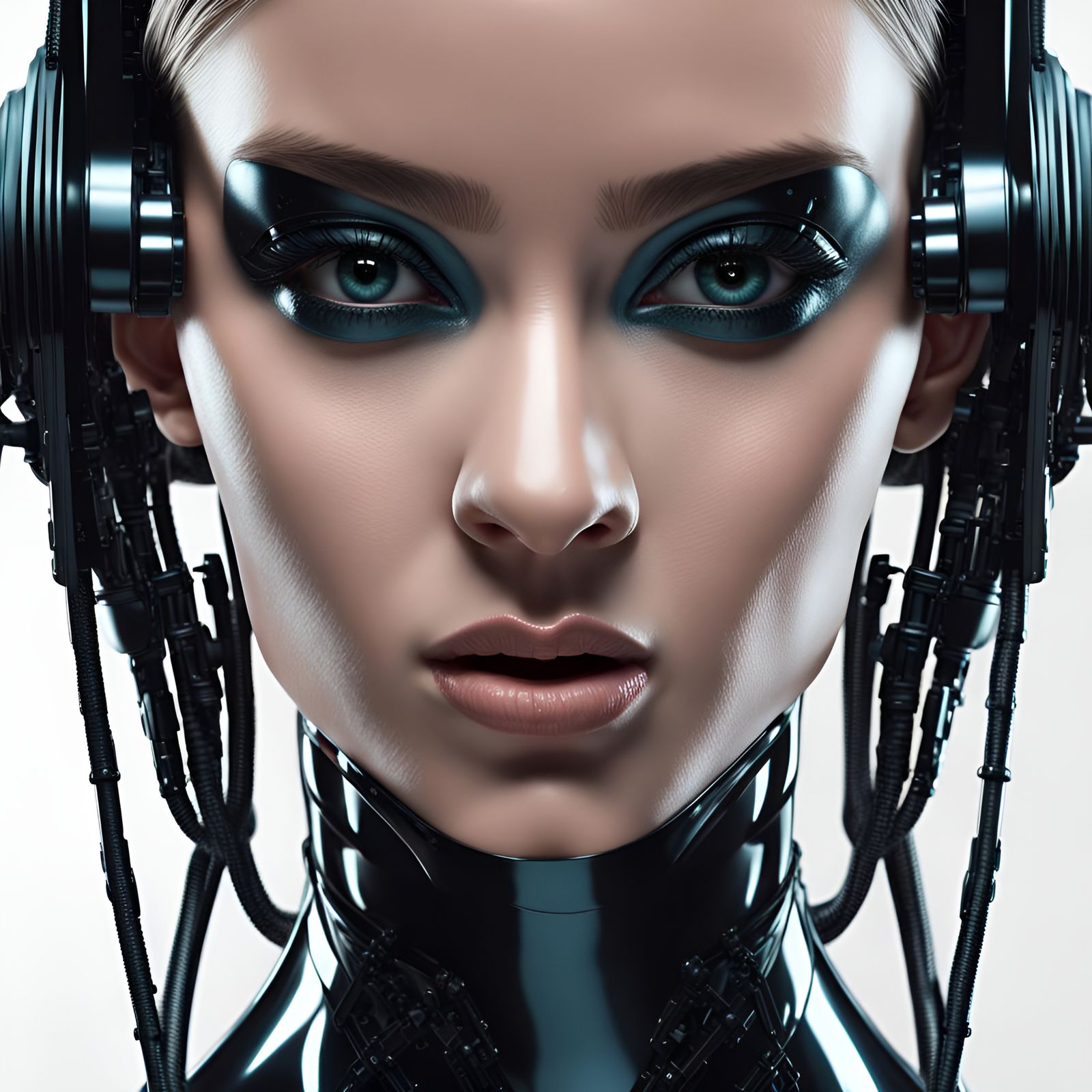 Redhead in Latex: 90s Sci-Fi 3D Render