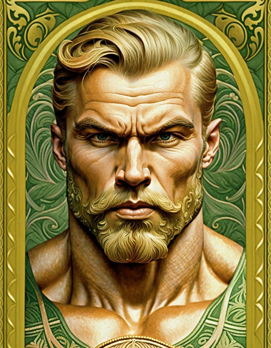 Art Nouveau Portrait of Man in Alfons Mucha Style