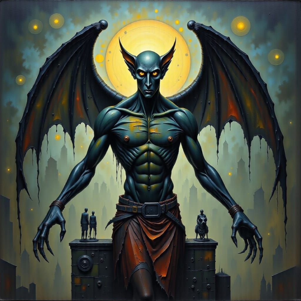 Living Gargoyle Sculpture in Ancient Stone