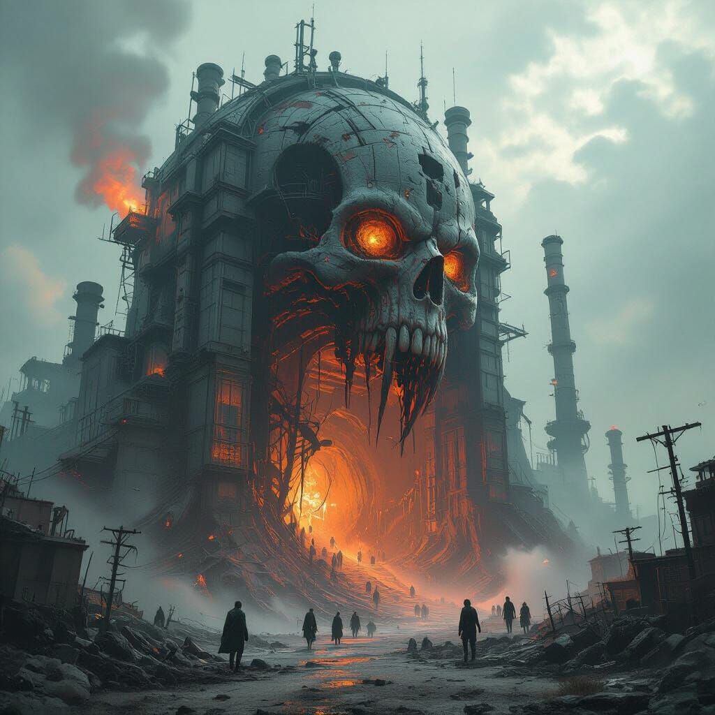 Biomechanical Horror Giga-Cathedral in Grimdark Style