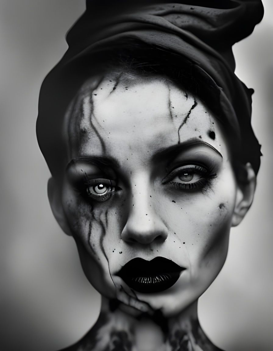 Gothic Witch Portrait in Vintage Style